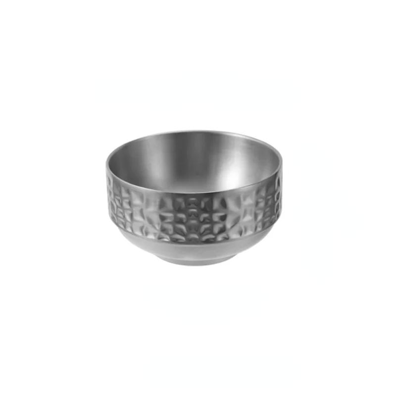 Golden dessert 304 stainless steel bowl, hammer pattern household double insulation children's soup bowl.
