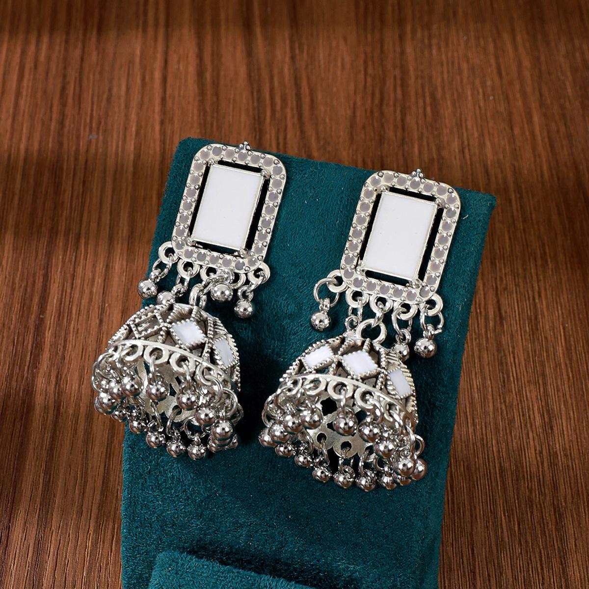 Vintage Indian Earrings Square Geometric Pendant Earrings Women S Fashion Oil Drop Earrings Accessories