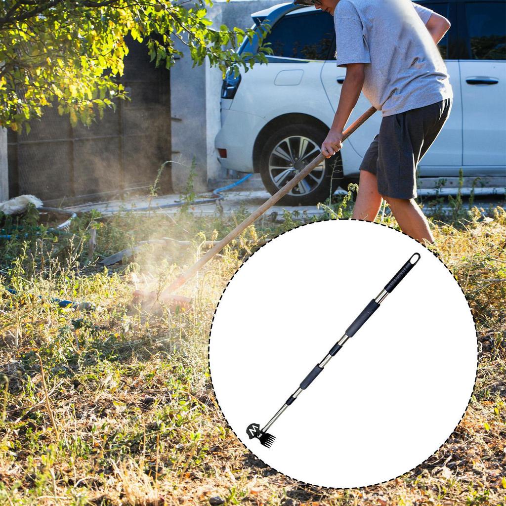 Garden Hoe Weed Remover Hand Rake Stainless Manual Removal Tool with Double Head System And