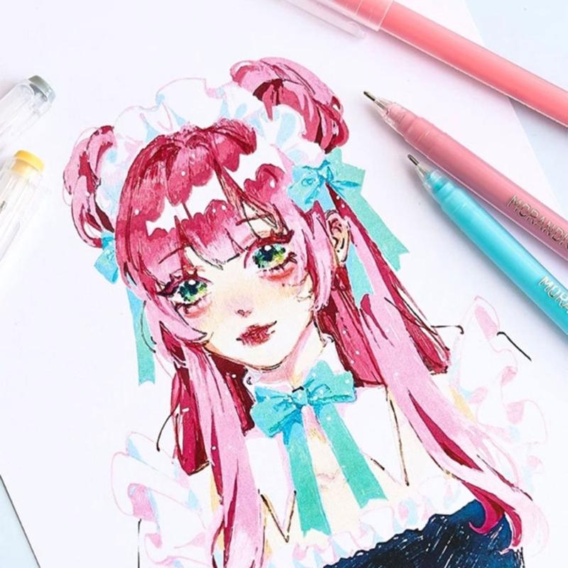 Fluorescent Color Gel Pen 0.6MM Tip Acrylic Gel Inks Pen Quick Dry for Note Taking Journaling Color Coding Highlighting