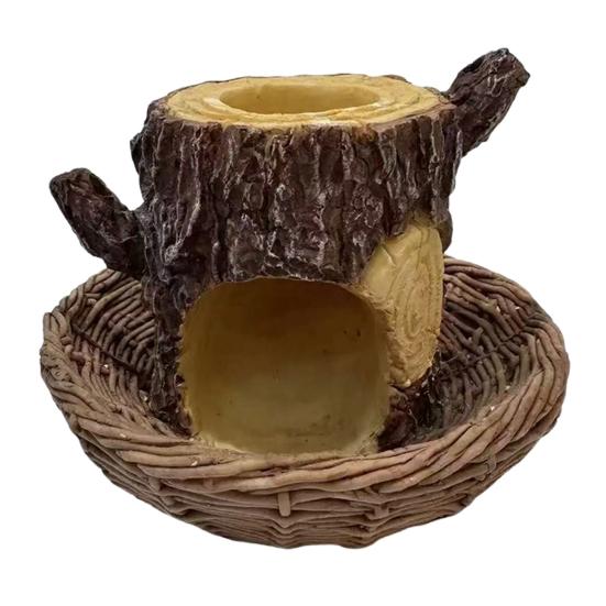 Hanging Hut Bird Feeder Resin Treehouse Shape Bird Feeder Weatherproof Outdoor Bird House with Birdseed Tray for Garden Patio Decor