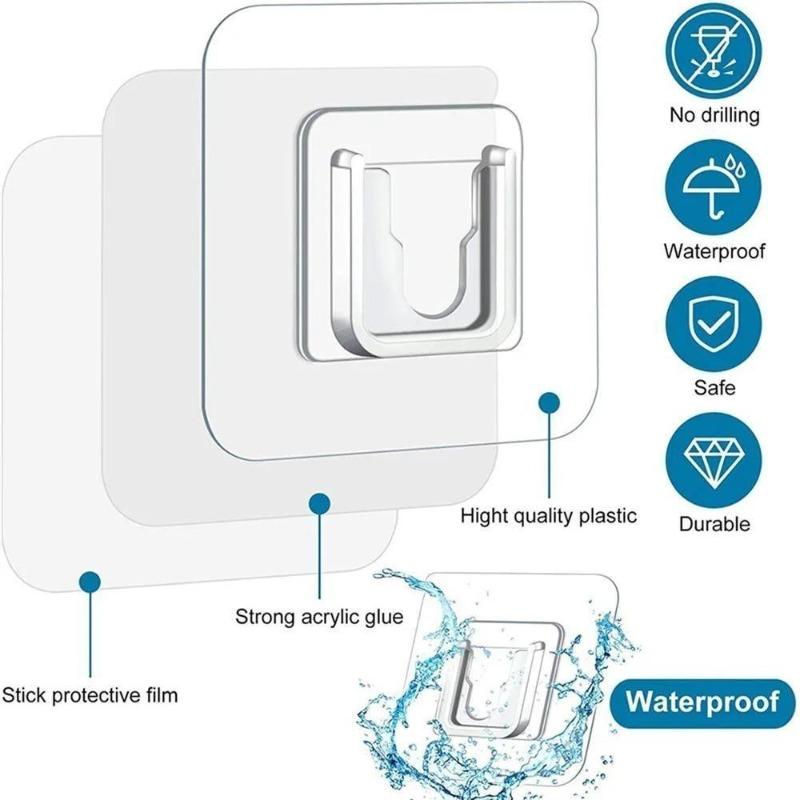 50PCS/30PCS/20PCS/10PCS/5PCS - Non Drilling Adhesive Hook Multifunctional Auxiliary Hook Suitable for Glass Windows, Home Kitc