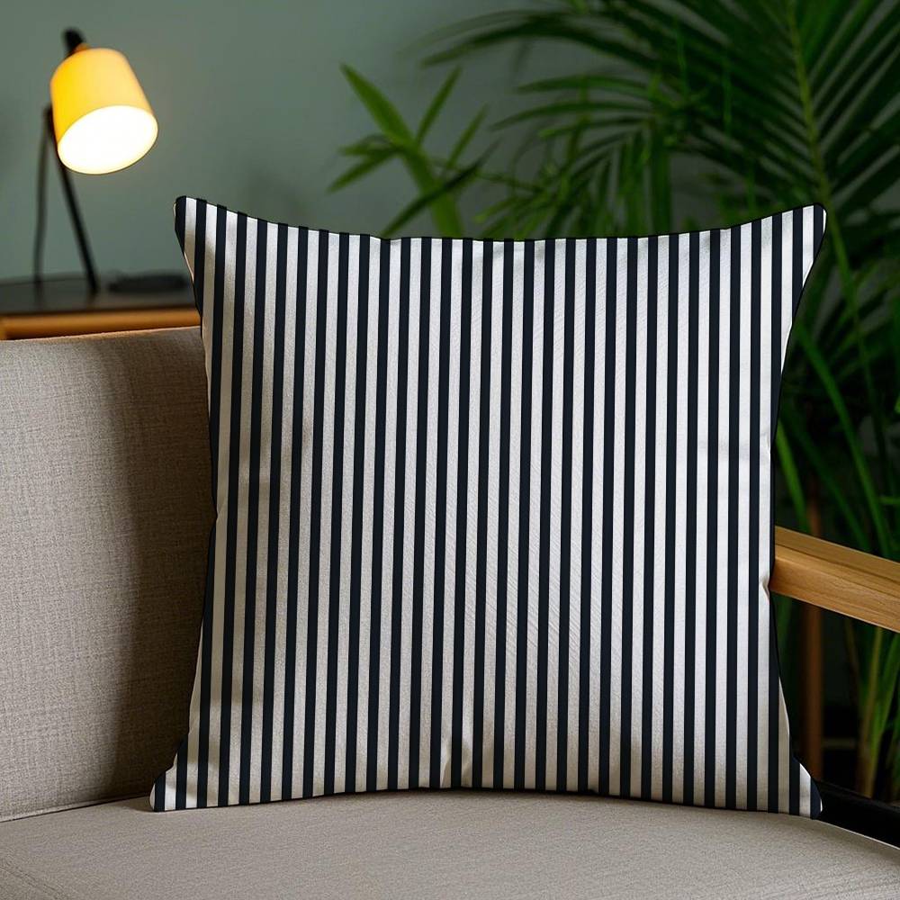 Black and White Striped Geometric Rectangle Pillow Case Anti-dustmite Pillowcase Invisible zipper silky short plush Sofa