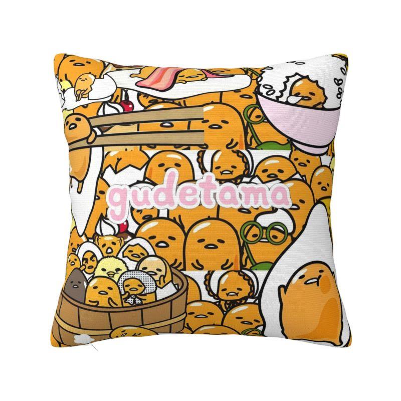 Aangepaste Anime Gudetama Cartoon Kussenhoes 40x40cm Zacht Luxe Sierkussen Woonkamer Decoratie