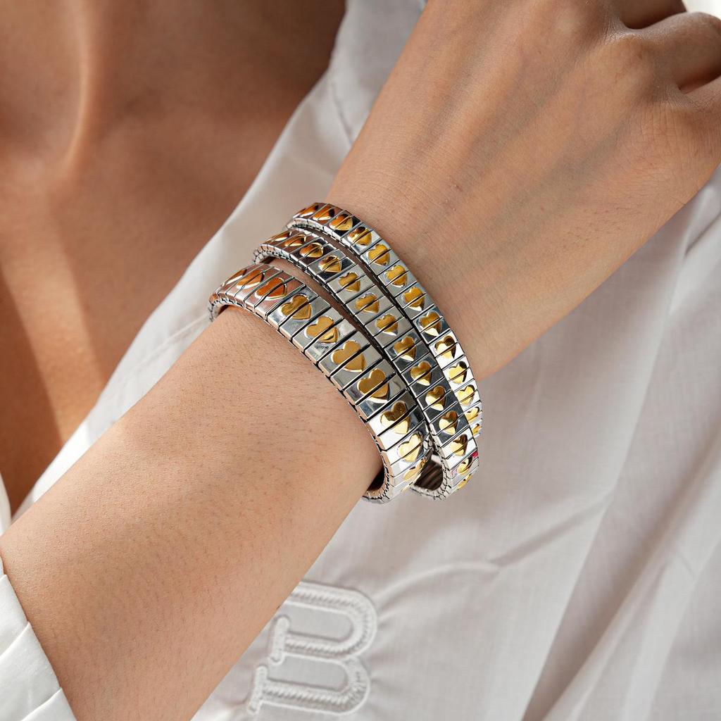 Edelstahl Herz Patchwork Armband - Schlichtes, Vielseitiges, Modisches Design