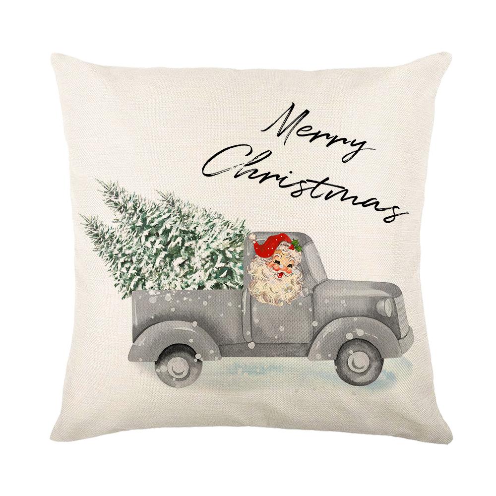 Christmas Pillow Cover Linen Printed Living Room Sofa Cushion Cover Bedroom Headboard Pillow Cover
