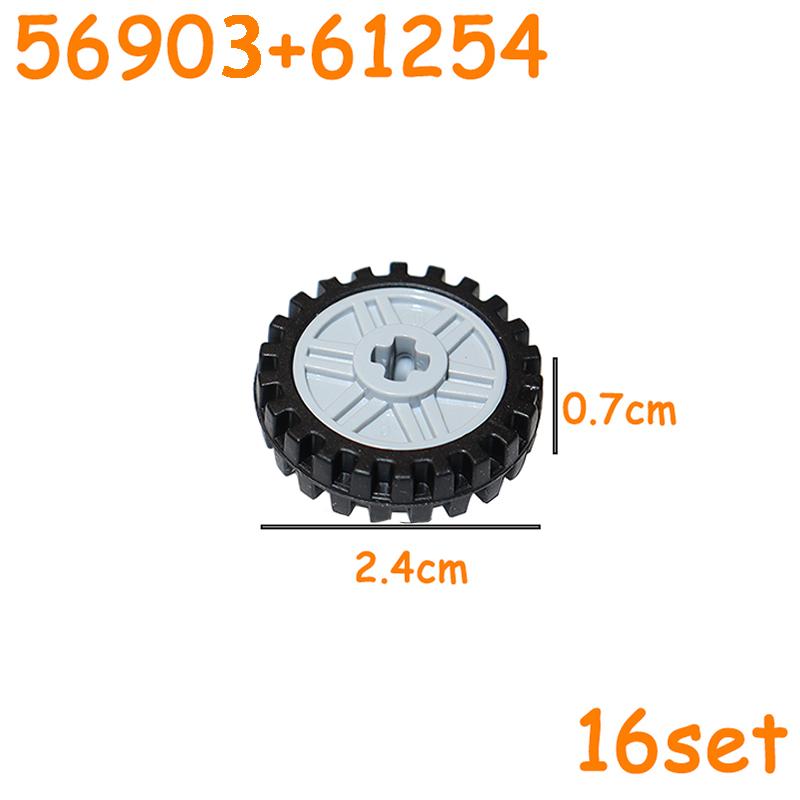 Full-size Tire Wheel Cross Hole Set Car Truck Wheels Hub Technical Bricks MOC Motorcycle Tyre & Rim Construction Building Blocks