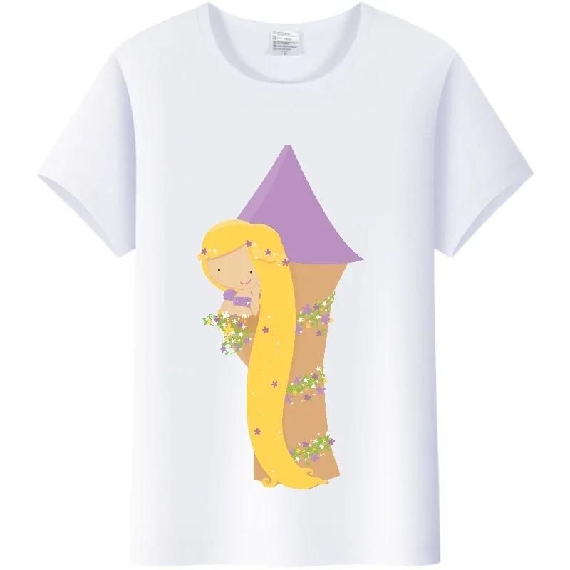 Disney Cartoon Women Blouses Tangled Princess T-shirts Summer Tops Korean Streetwear Y2k Harajuku Oversized Clothes Girl Tshirts