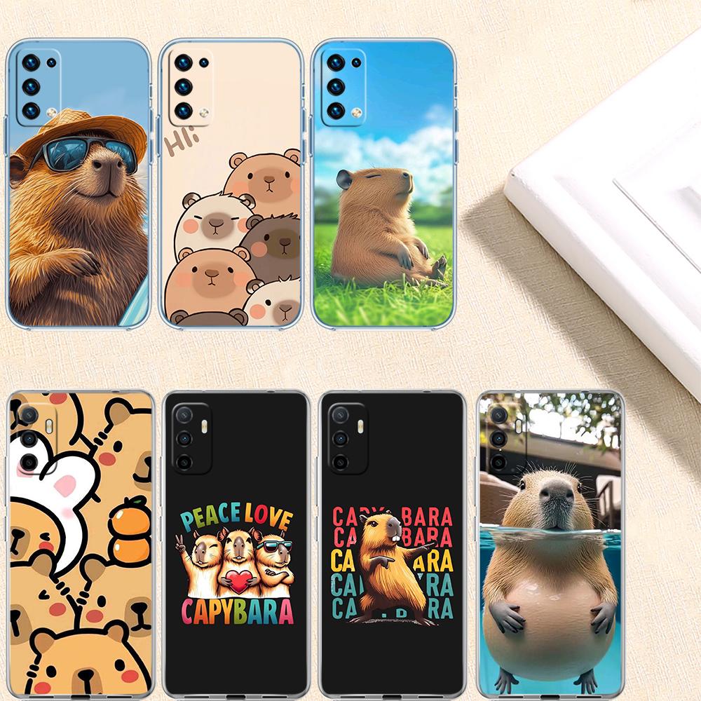NH13 Cartoon Capybara Transparent Phone Case for Samsung Galaxy A04 A04S A14 A23 A34 A54 M23 M33 M52 M53