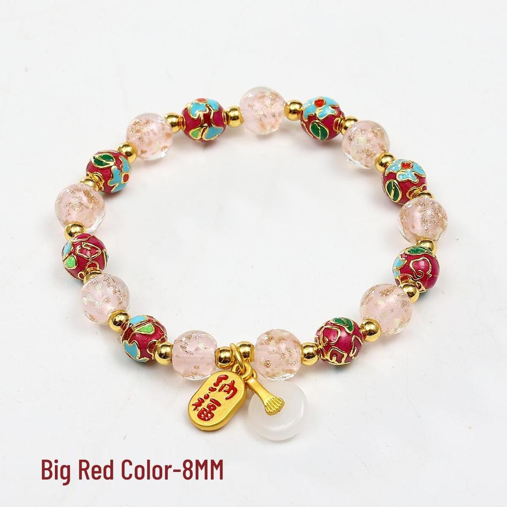 Cloisonné Enamel Floral Peace Buckle Bracelet - Luminous, High-End Jewelry for Women