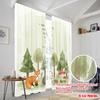 2pcs 2D flat printing Scene Curtain Chosen Loved Woodland Forest Animals 100% Polyester Fabric Without Electricity Festive
