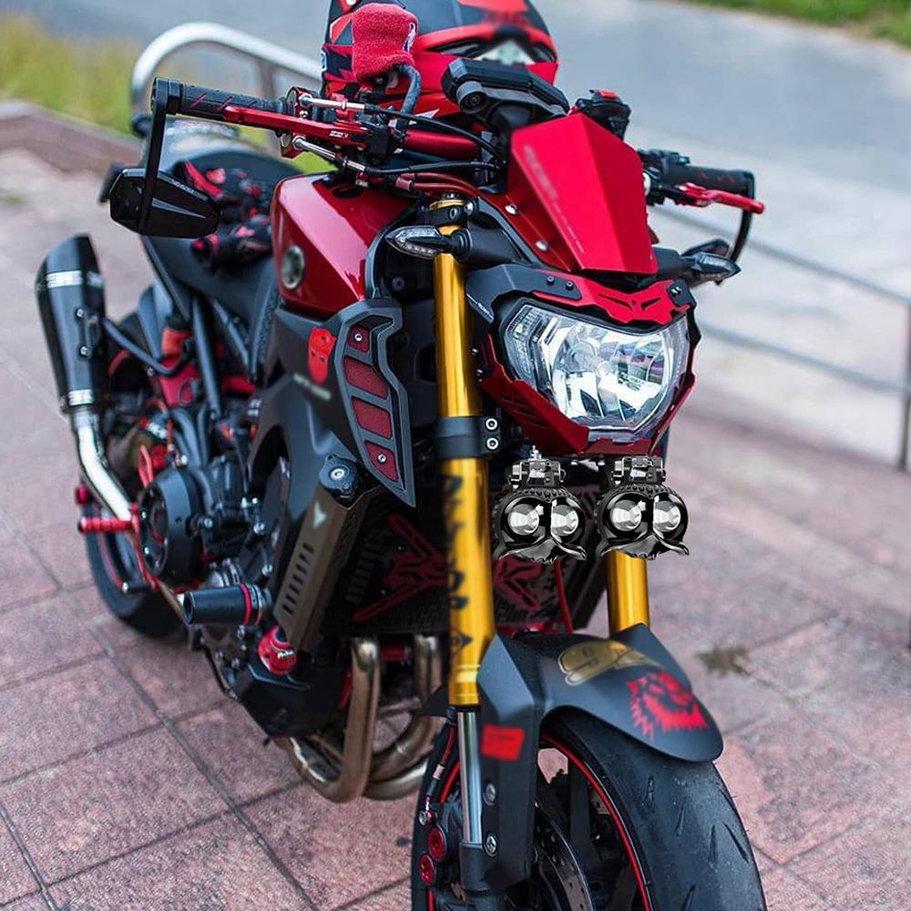 2st Motorcykelljus LED-strålkastare Arbetslampa Dubbelfärg Halvljusstrålkastare Terrängkörning