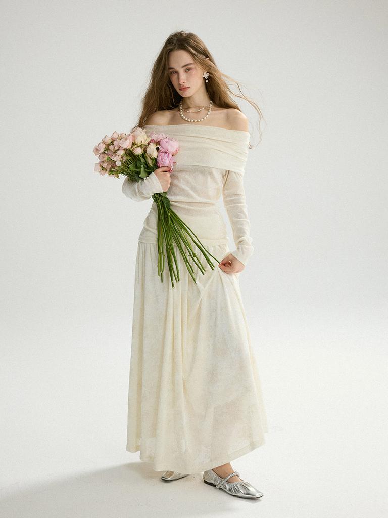 Sinseuden Flora Flare Long Skirt