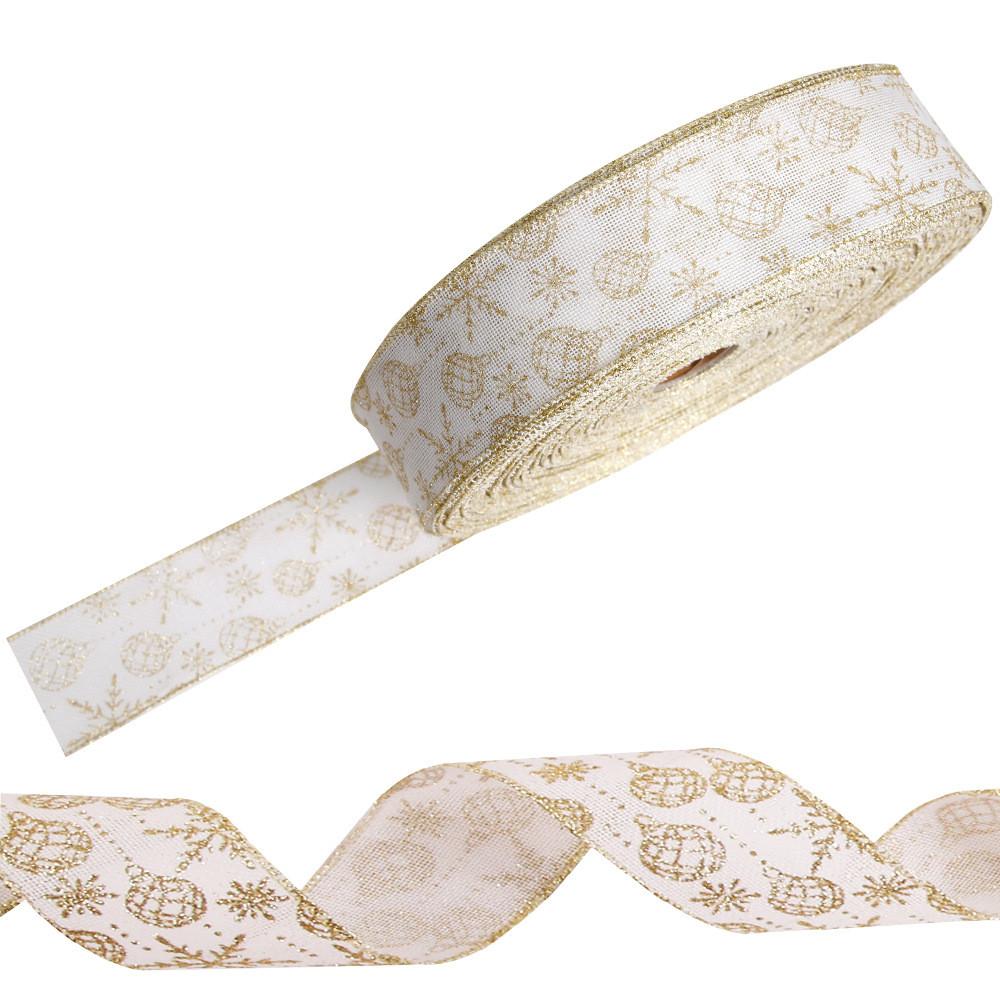 Meter Elegant 2 Christmas Decoration Ribbon With Stylish Powdered Design Print