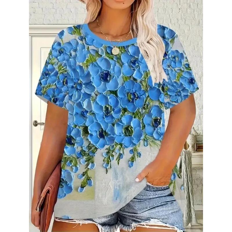 3D-gedrucktes Damen-T-Shirt Sommer Atmungsaktiv Vielseitige Mode-Tops