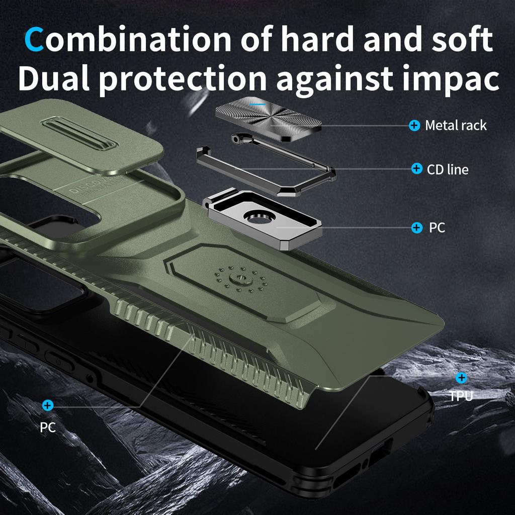 Für Motorola Edge (2024) 5G Hülle Camshield Ständer TPU+PC Rutschfeste Handyhülle