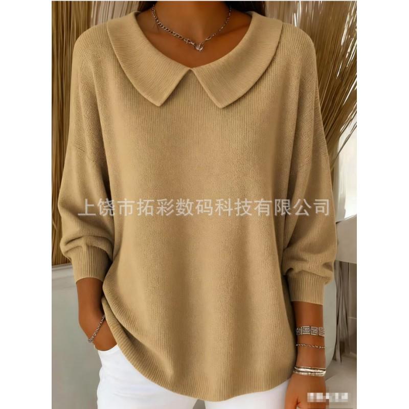 Womens Oversized Long Sleeve Crewneck Sweatshirt 2025 Fall Casual Pullover With 3D Print Acrylic Fabric