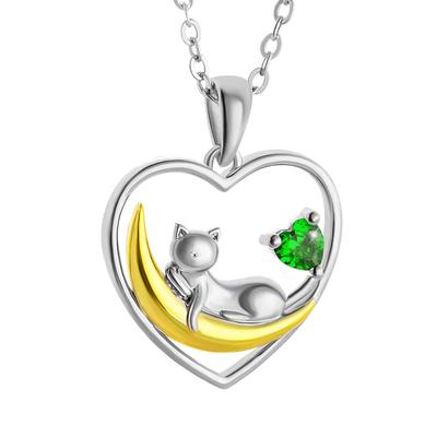 Birthstone Necklace for Natural Garnet Cat Metal Allergy Wedding Anniversary Wedding Anniversary Gift [AILIN] Women, Pendant, Heart, Birthstone,