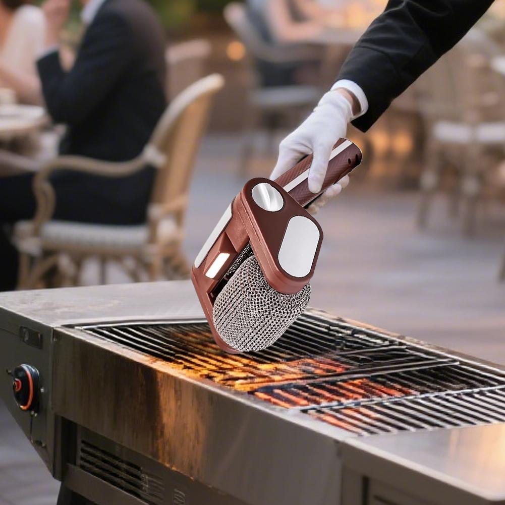 NEU Elektrische Grillbürste Haushalt Wiederaufladbar Edelstahlwalze Grill Tragbarer Outdoor-Reiniger Reinigungsbürste mit LED