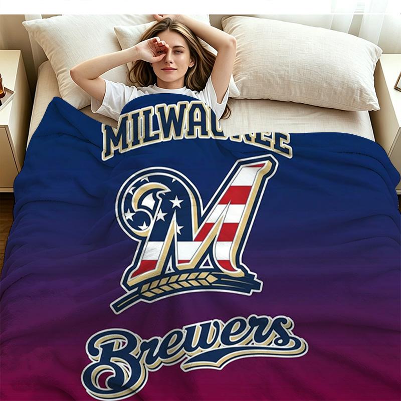 Milwaukee Brewers Print Flannel Blanket High Quality Warm Comfortable Cover for All Seasons Perfect for Gifts Home Decor