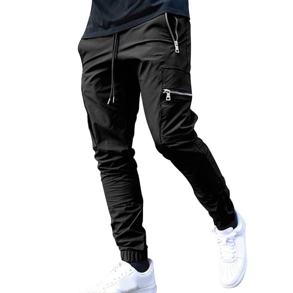 Men's Multi-Pocket Cargo Jogger Pants, Casual Athletic Trousers