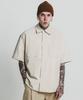 STAGE NAME Vintage Washed Cotton Double Shoulder Short Sleeve Shirt_L Beige