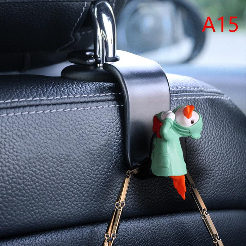 Cartoon Pig Duck Rear Seat Back Hook Headrest Holder Storage Hanger Multi-function Organizer Auto Car Interior Accessories