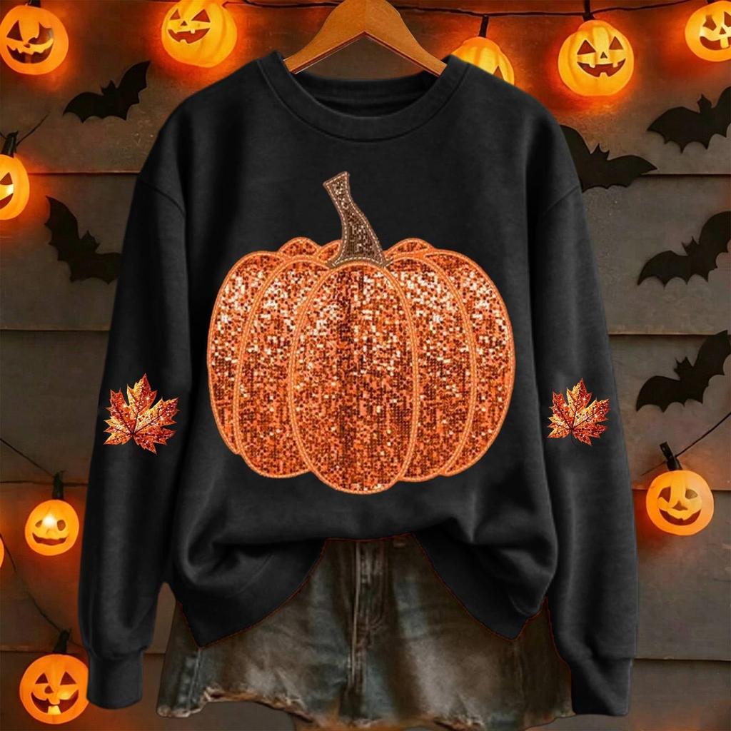 Women's fashionable and casual Halloween print pullover hoodie