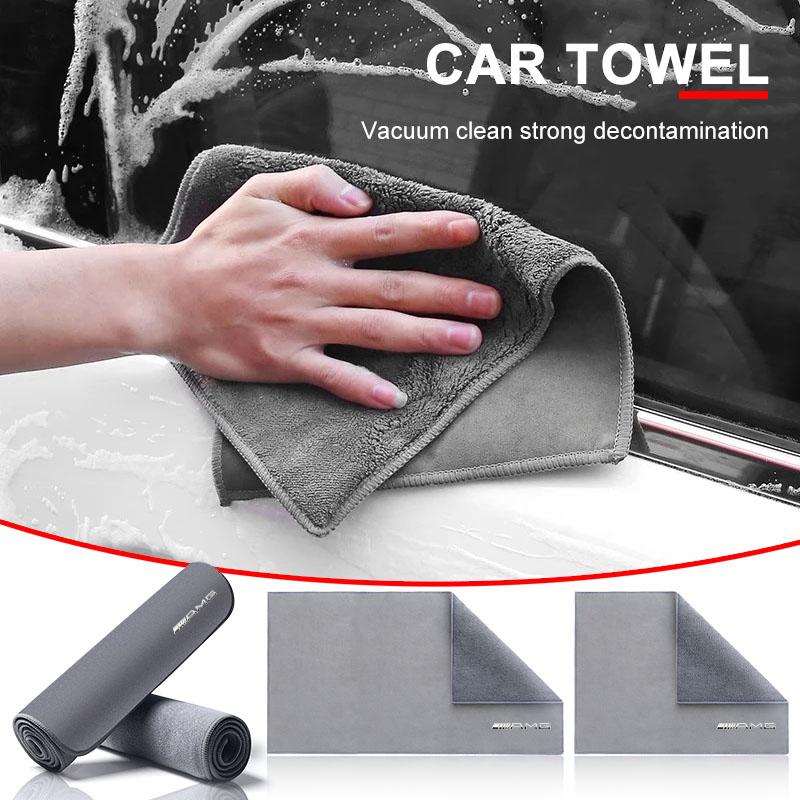 AABIH1 Car Logo Suede Clean Leather Cloth Motorcycle Washing Towel Stickers For Mercedes Benz AMG W205 W218 W177 W176 W169 A B C E S