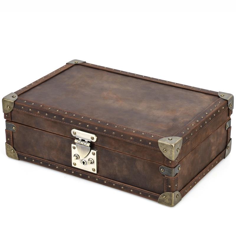 Vintage Crazy Horse Leather 8-Slot Watch Storage Box