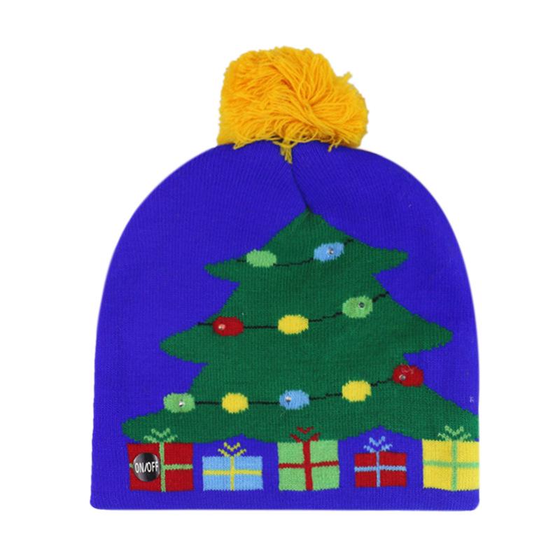2025 autumn and winter new knitted hat Christmas holiday party LED light Christmas hat