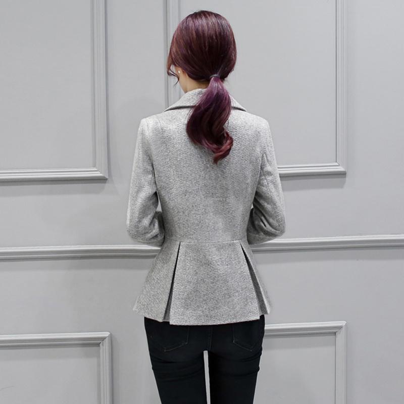 Novo casaco de lã feminino outono inverno curto solto jaqueta feminina casaco trespassado lapela blazer casaco de lã feminino t89