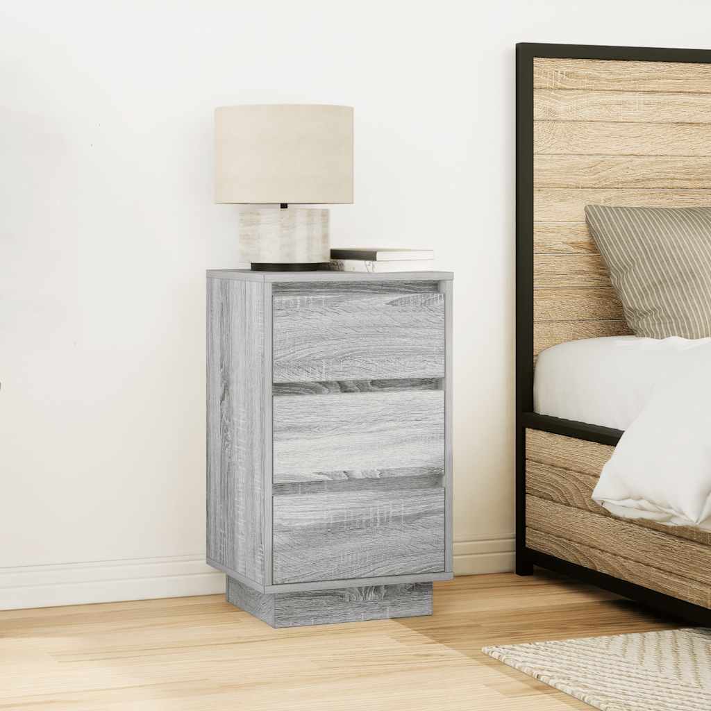Nightstand with LED Lights Grey Sonoma 38 x 34 x 65 cm