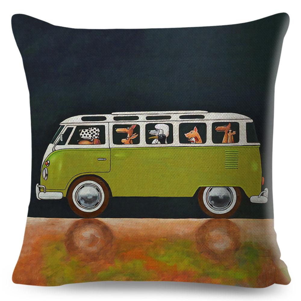 Colorful Cartoon Driving Dog Cushion Cover Decor Lovely Pet Animal Pillowcase Polyester Pillow Case for Sofa Home Car xcm