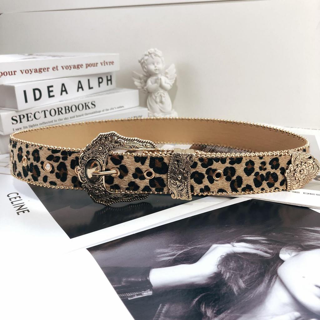 Subculture Men'S And Women'S Leopard Print Spice Girls Belt Women'S Hair Soft Face Belt Premium Retro Personality Decoration Millennium Style
