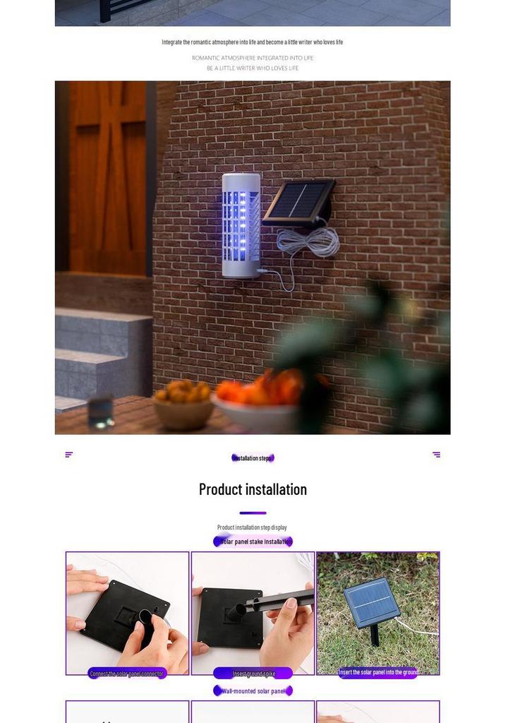 Solar Outdoor Mosquito Killer Lamp: Garden Rainproof Electric Shock Repellent