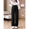 Black Women's High-Waist Wide-Leg Suit Pants - Spring 2025 Design, Casual Floor-Length Trousers