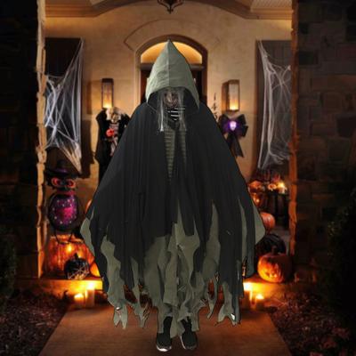 Halloweensky plášť Cosplay kostým s kapucňou Dlhý čarodejnícky plášť s nepravidelnou sieťkou Haunted House NPC