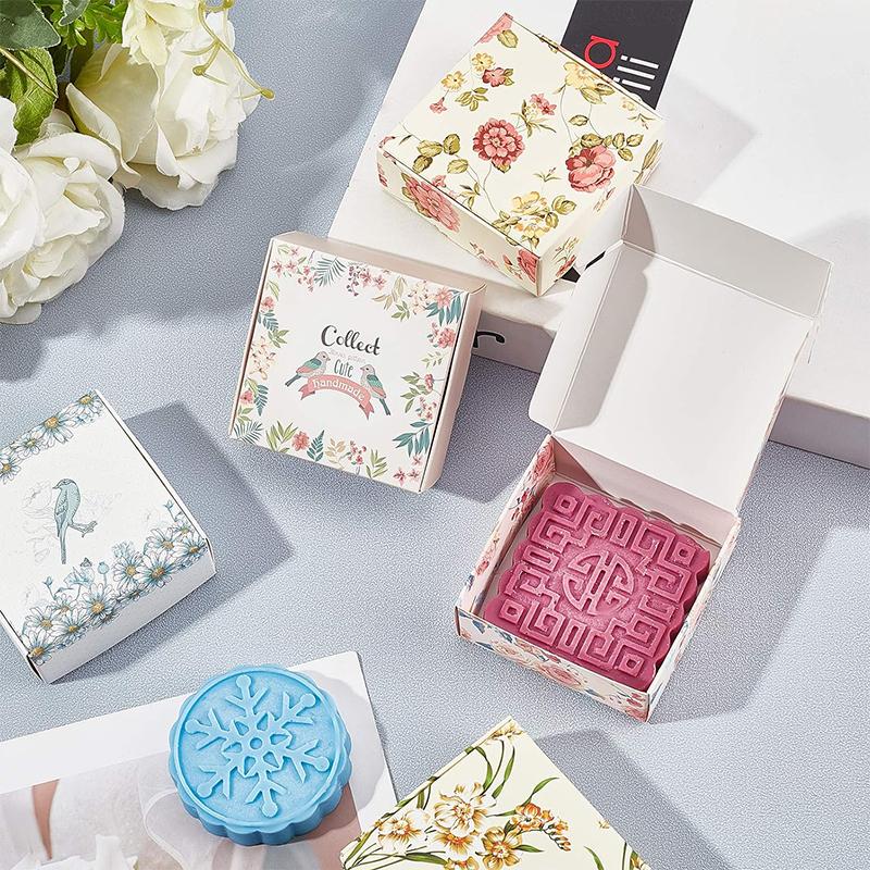 WTEMPO Birthday Wedding Foldable DIY Gift Boxes Flower Printed Soap Boxes Party Decor Treat Boxes Daily Presents Wrapping Boxes