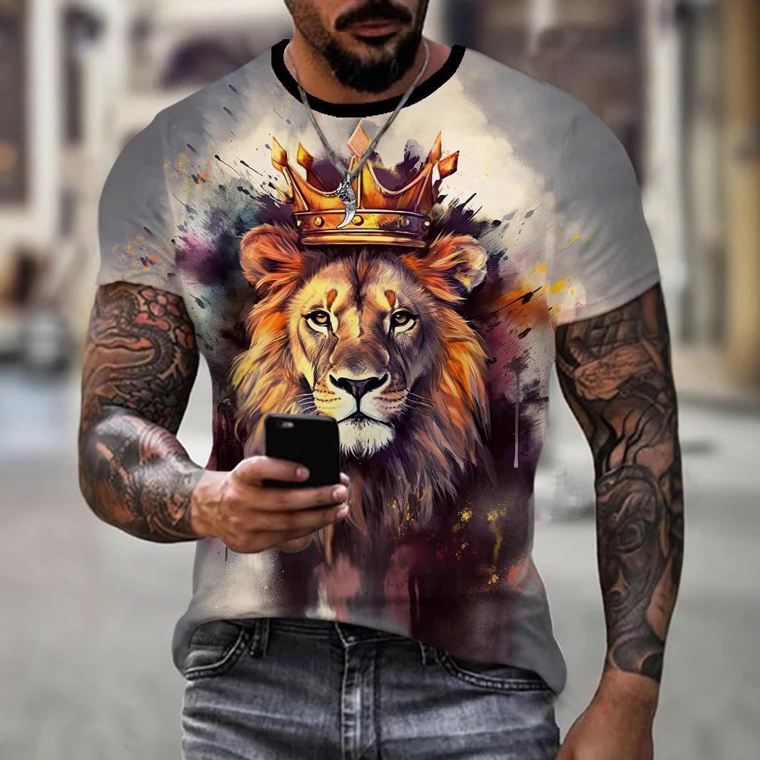 Men s Short Sleeve Top Crew Neck Print Fashion Crew Neck T-Shirts Men’s XS