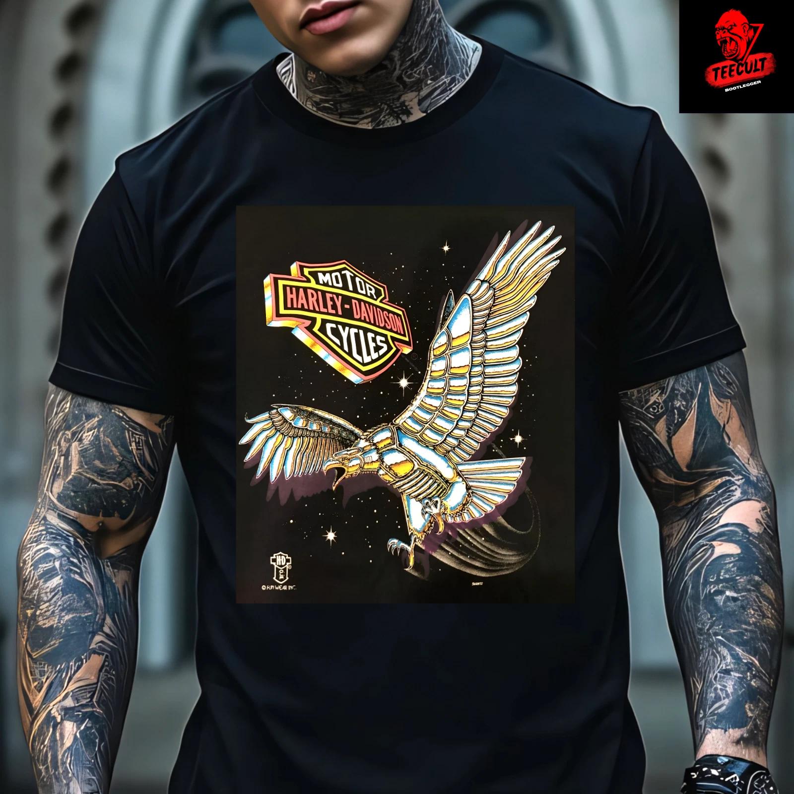 Мужские и женские футболки Harley-Davidson Motorcycles Орел Премиум Унисекс Байкер L