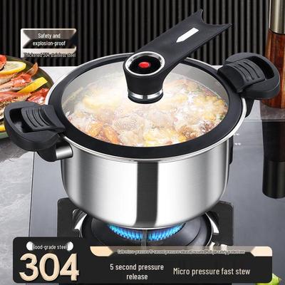 304 Paslanmaz Çelik Enerji Tasarruflu Mikro Basınçlı Tencere: Ev Kullanımı İçin Kilitli Kapaklı, Çok Amaçlı Güveç Tenceresi
