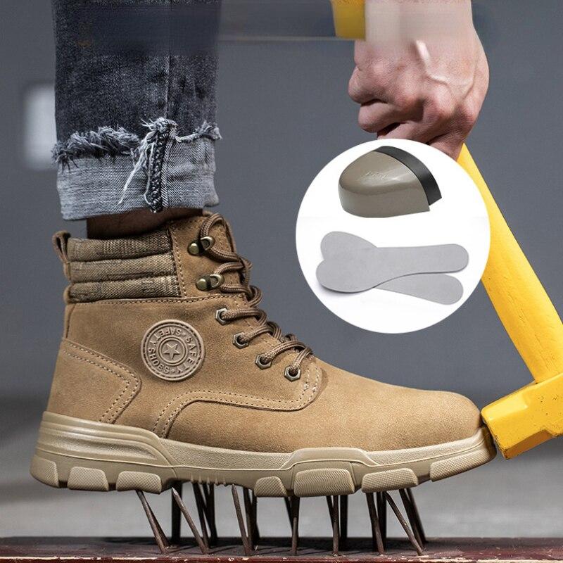 High-top Labor Insurance Shoes Men's Anti-smashing Anti-piercing Steel Toe Head Welder Fireproof Winter Warm Old Insurance Boots