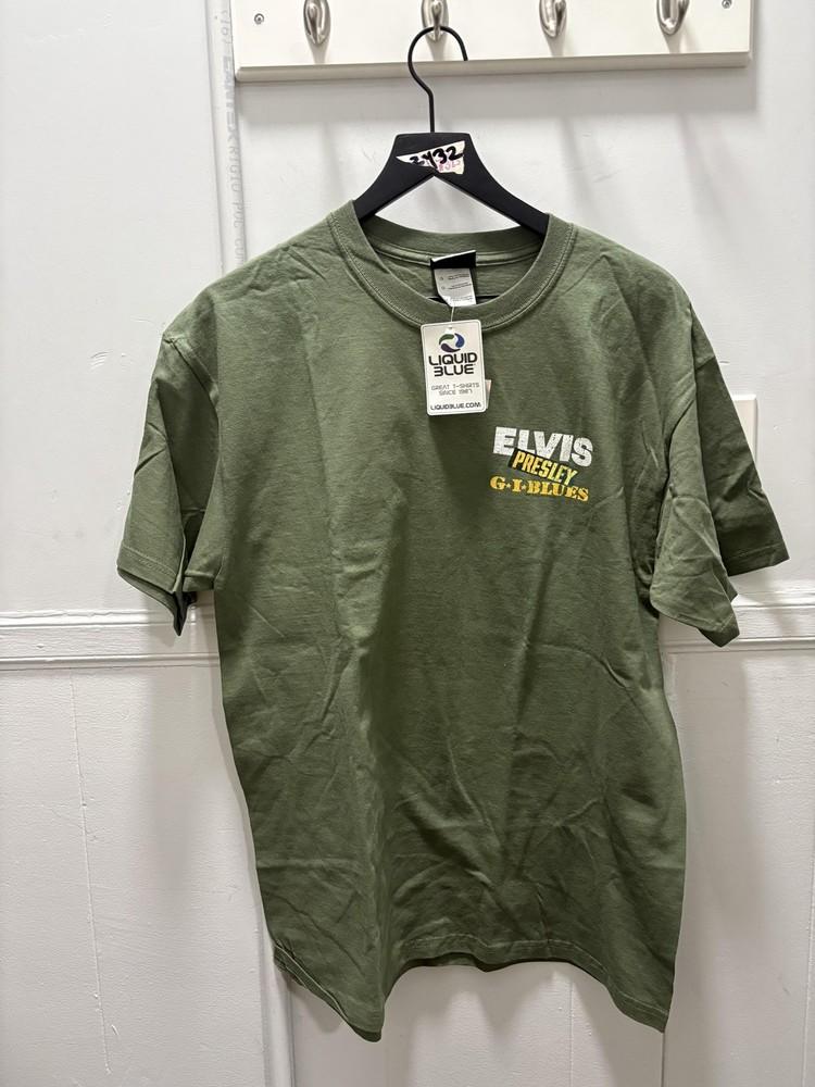 Vintage Elvis Presley GI Blues Shirt Mens Large Green Liquid Blue Graphic Tee Unisex T-Shirt M