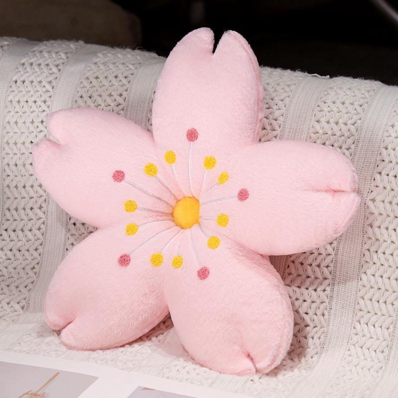 Cherry Blossom Flower Backrest Pillow - Ice Silk Decor Cushion for Sofa or Bay Window, Summer Girlish Design.