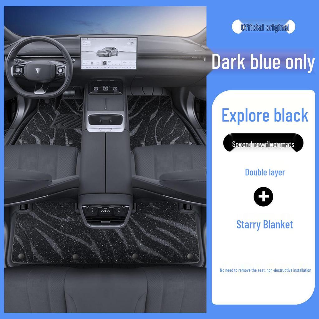 Odorless Dark Blue L07 Car Floor Mats: Full-Coverage Interior Protection, Eco-Friendly and Durable Leather Design