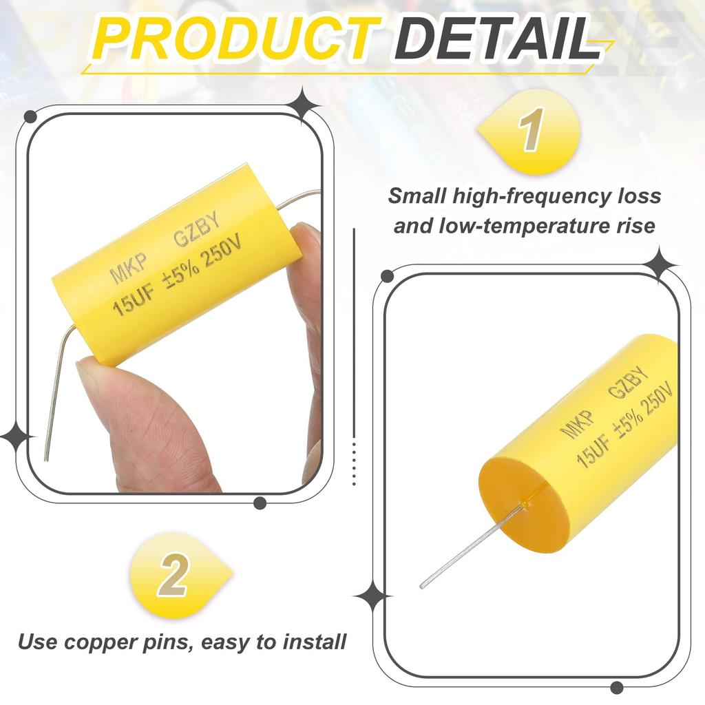 uxcell 2pcs 20uf Frequency Isolation Capacitor 250V Axial Audio Speaker