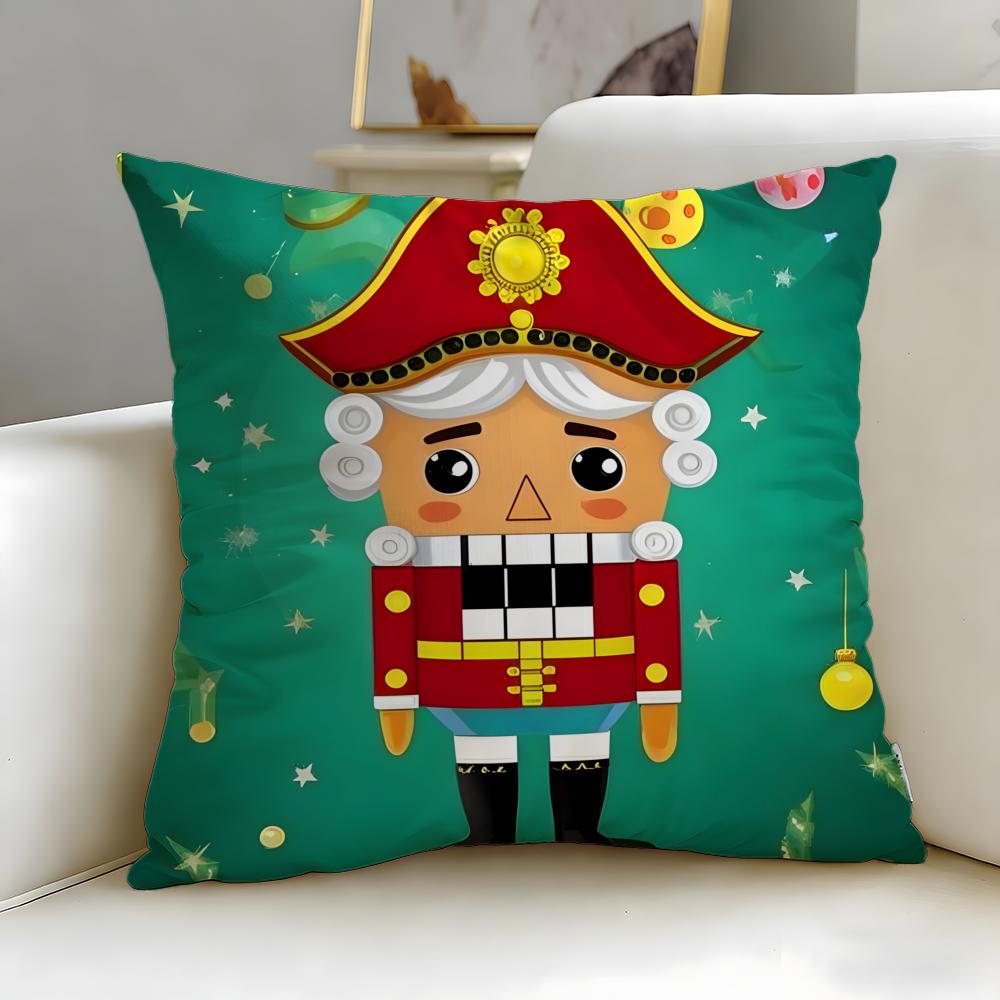 classic doll Nutcracker Doll Cushion Cover Soft  EasyWash Pillow Case  Versatile for Couch Bed Travel and Office
