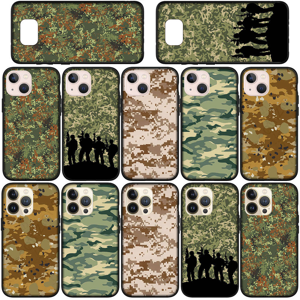 Phone Case for Samsung Galaxy S25 S24 S23 iPhone 16 15 Xiaomi Redmi Note 14 13 12 16E X 11 Pro Max Moto Huawei Art Military Army Camouflage Camo Cover