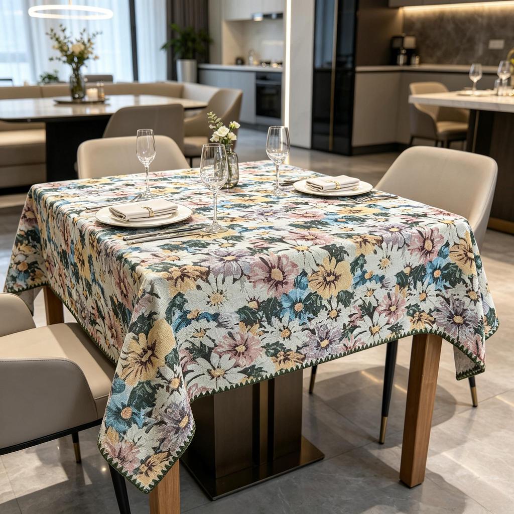 Festa di Natale Pranzo a Casa Cucina Rettangolare Cotone Lino Morbido Lavabile Tessuto Decorativo Tovaglia